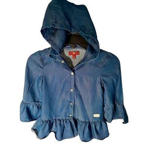 7 For All Mankind Kids Toddler Lightweight Hooded Denim  Snap Jacket/Top Sz 4T